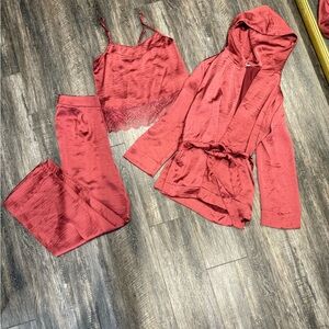 Adyson Parker Red Pajama Set with Lace Trim